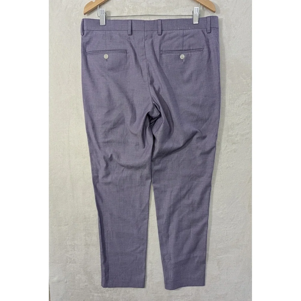 Express Performance Dress Pants Mens 33x30 Purple Extra Stretch Slim Flat Front